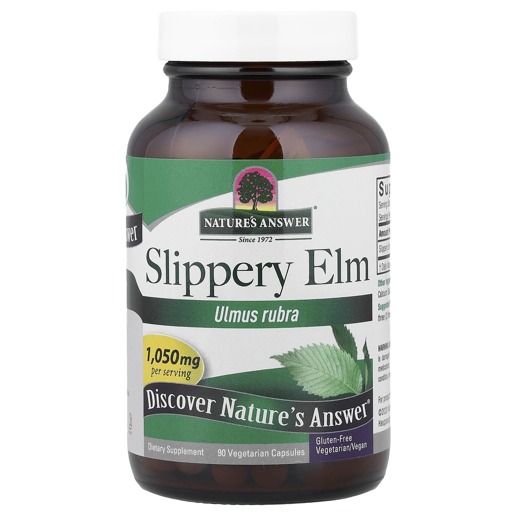 Doğanın Yanıtı Terpery Elm | Süper Yoğun Herbal Supplement | Soothes Mucous Membranlar | Demulcent Herb | Kosher | Vegan | Gluten Free | 90 Capsules