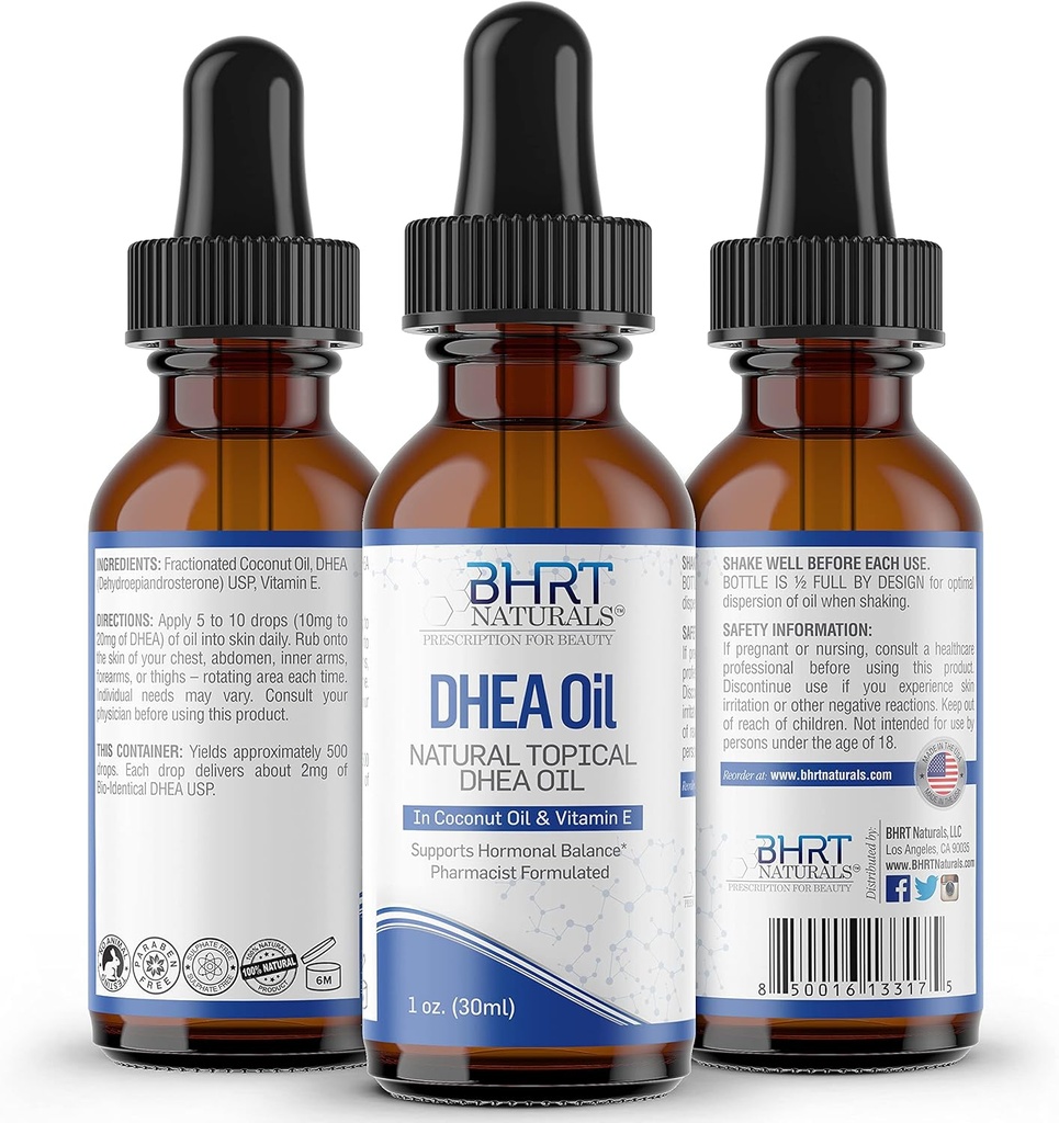 DHEA Supplement Natural Topical Oil - High Concentration DHEA for Women and Men - Premium Formula Hormone Balance for Women - Supports Hormonal Balance, 1 Fl Oz (Pack of 1)