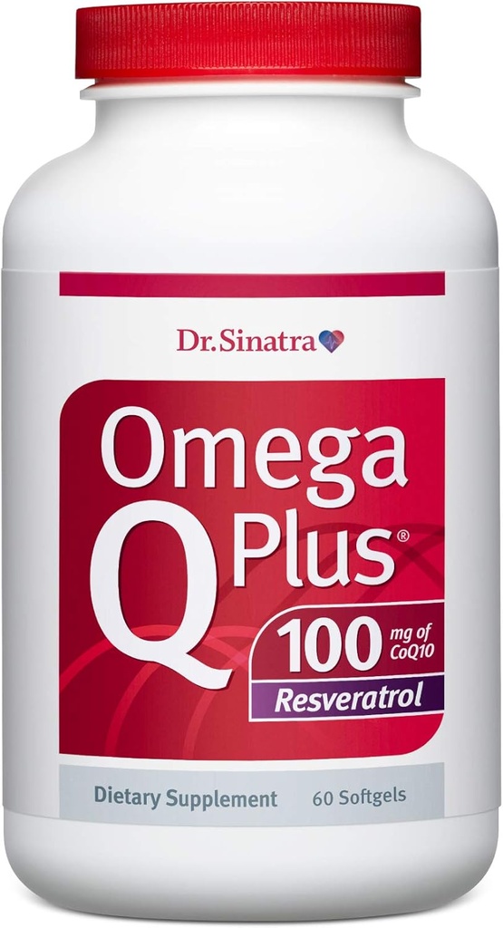 Dr. Sinatra Omega Q Plus 100 Resveratrol – Omega-3 Supplement Supports Heart Health ve 100 mg of CoQ10 ve Resveratrol (60 softgels) ile Antioksi Gücü Sağlıyor