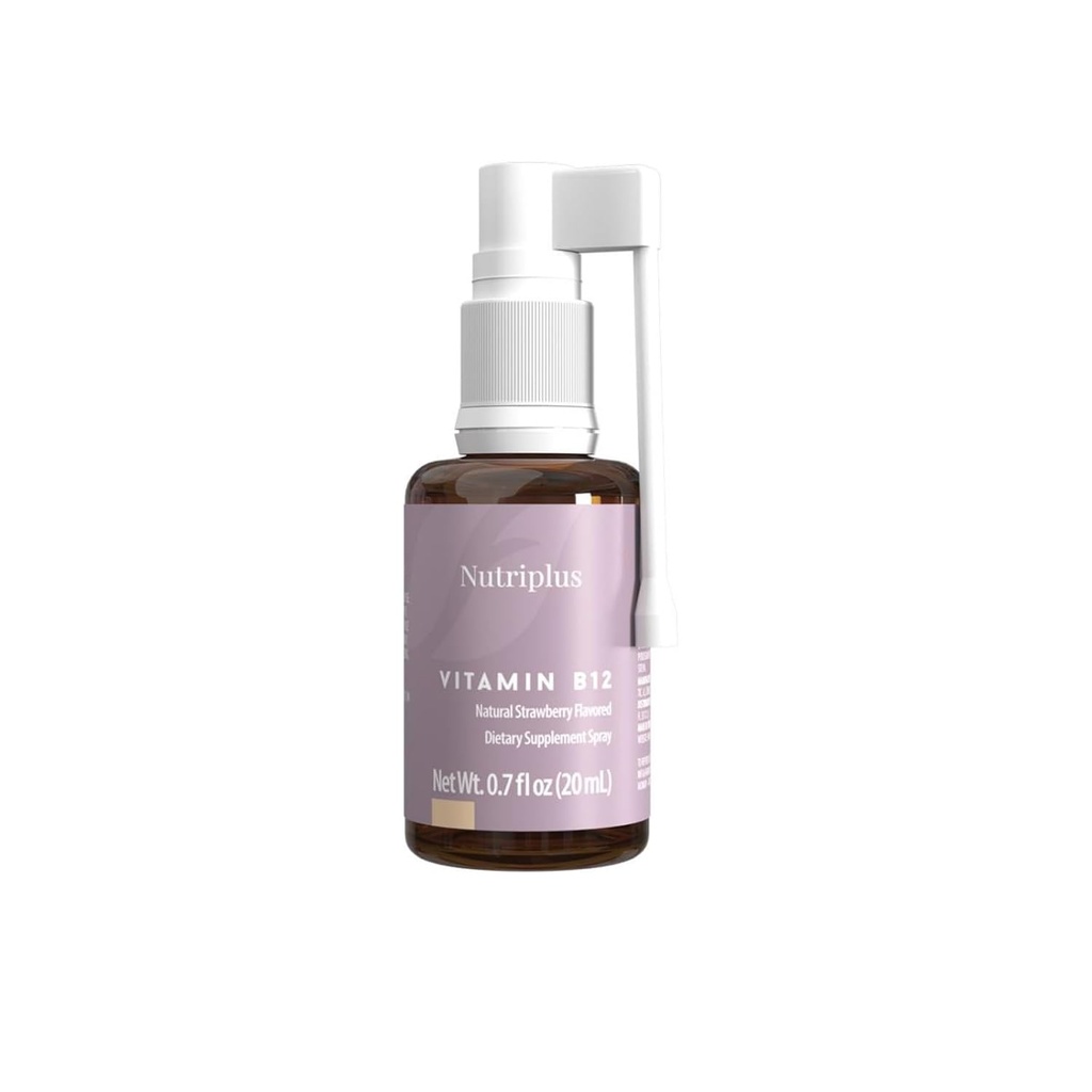 FARMASi Nutriplus Βιταμίνη B12 Spray 1000 mcg – Γρήγορη απορρόφηση, Vegan & Φράουλα-Flavored, 20 ml / 0,67 fl oz