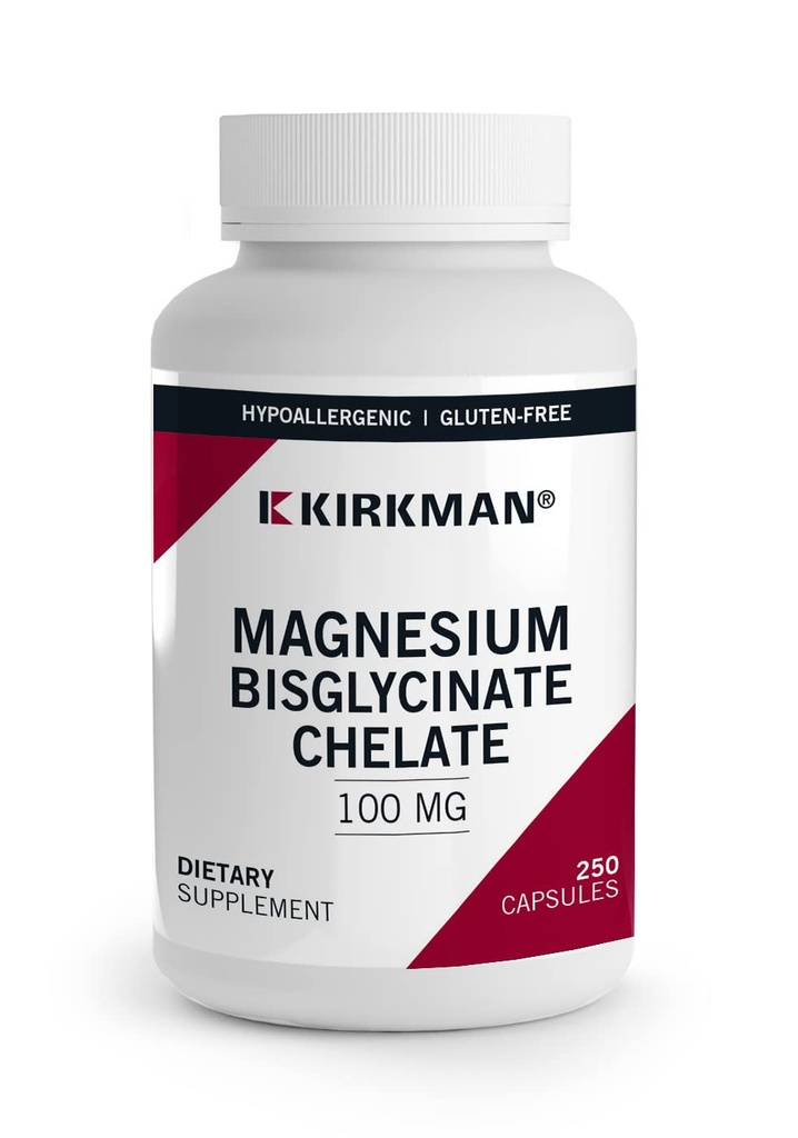 Kirkman - Magnezyum Bisglycinate Chelate - 250 Capsules - Relaxes Nerves & Muscles- Prompts Restful Sleep - Hipoallergenicic