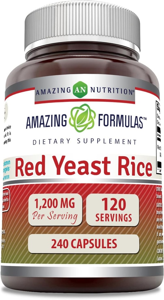 Amazing Formulas Red Yeast Rice 1200 mg Per 240 Capsules Supplement | Non-GMO | Gluten Free | Made in USA