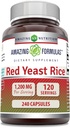 Amazing Formulas Red Yeast Rice 1200 mg Per 240 Capsules Supplement | Non-GMO | Gluten Free | Made in USA
