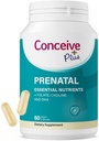 Conceive Plus Prenatal Vitamins for Women Supplement - Multivitamin with Folic Acid for Orchid Vegan, Choline, Iron - Pre Natal Vitamins DHA, Non GMO - Maternity for Brain & Eye 60 Capsules