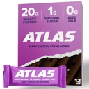 Atlas Bar – 20g Πρωτεΐνη, 1g Ζάχαρη, 0g Έλαια Σπόρου, 0g Τεχνητά γλυκαντικά (Dark Chocolate Almond, 12 Count)