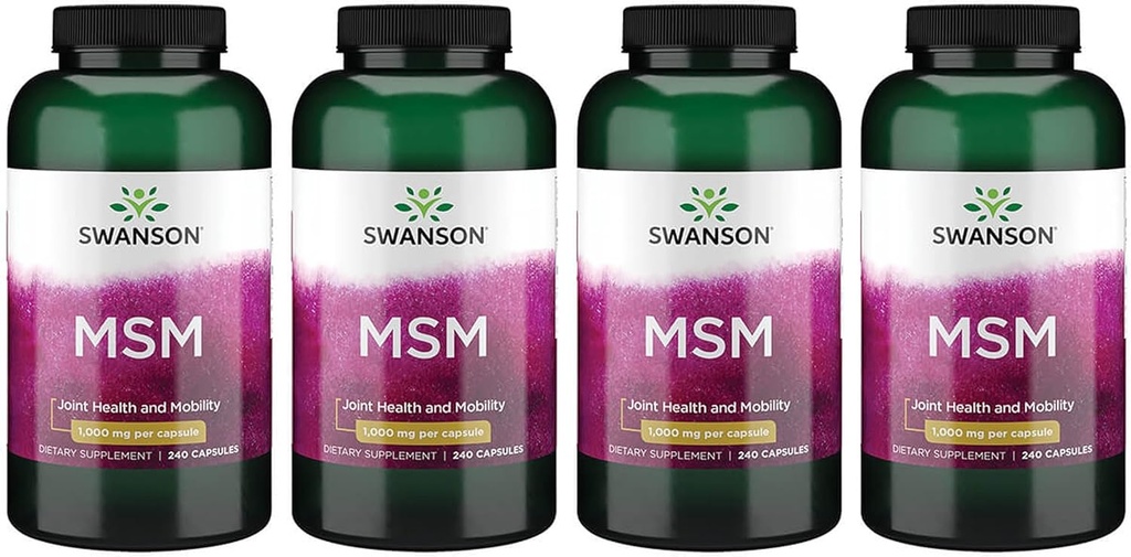 Swanson MSM - Essential Minerals Προώθηση Κινητικότητας & Κοινής Υποστήριξης Υγείας - Βοηθά στη διατήρηση της Συνδετικής Υγείας Ιστού Συμπεριλαμβανομένου Cartilage, Collagen, & Hair - (240 κάψουλες, 1000mg έκαστο) 4 Συσκευασία