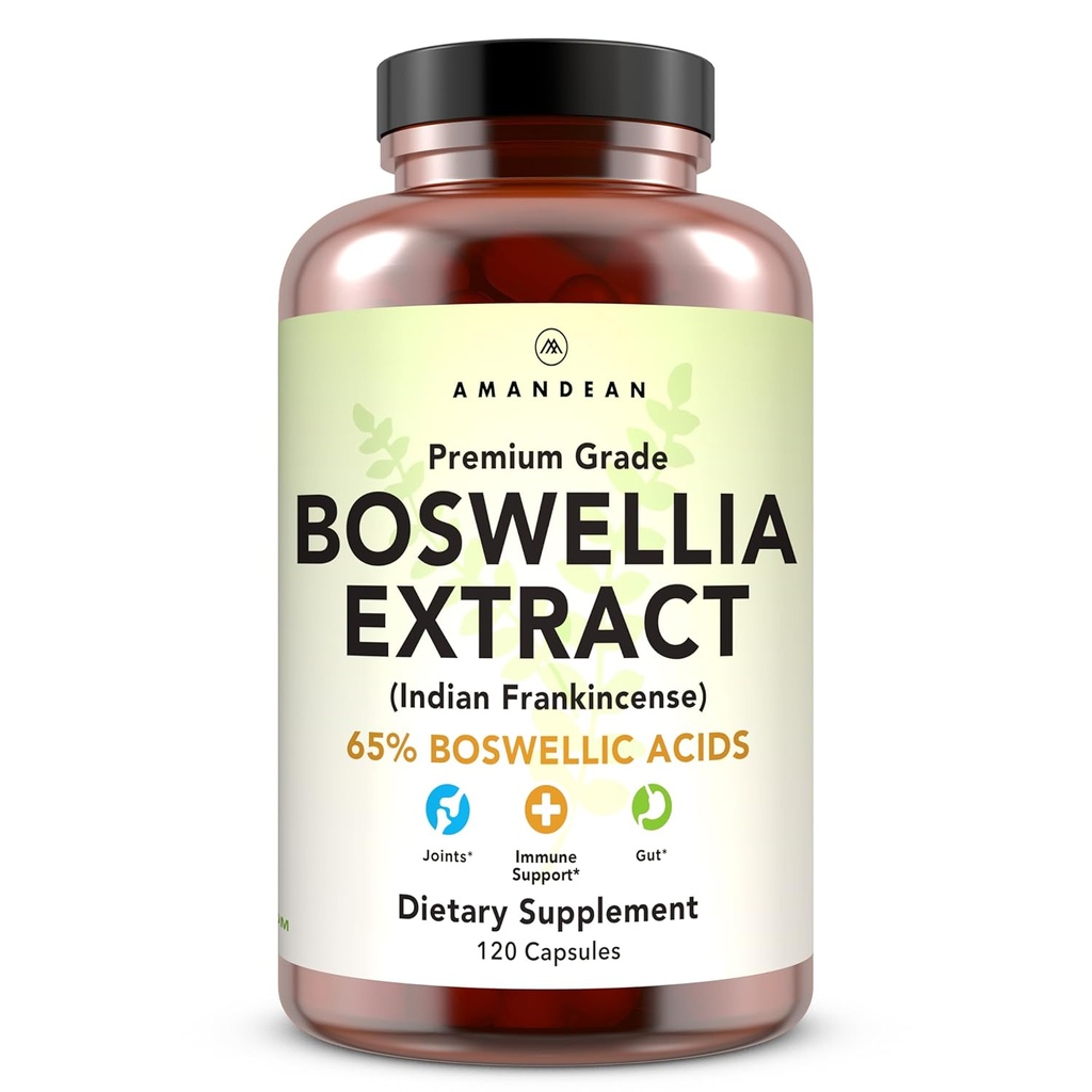 AMANDEAN Boswellia Serrata Extract. 500 mg 120 Veggie Capsules. 65 Boswellic Acids with AKBA. Hint Frankincense Inflammation Supplement. Ortak Sağlık Desteği. (Pazar Mayıs Vary)