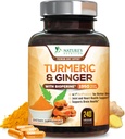 Turmeric Curcumin Supplement 1950mg - Organik Turmeric & Ginger, BioPerine Black Pepper for Best Abpole, Nature's Vegan Ortak Desteği, Non-GMO, Şişed in USA - 240 Capsules