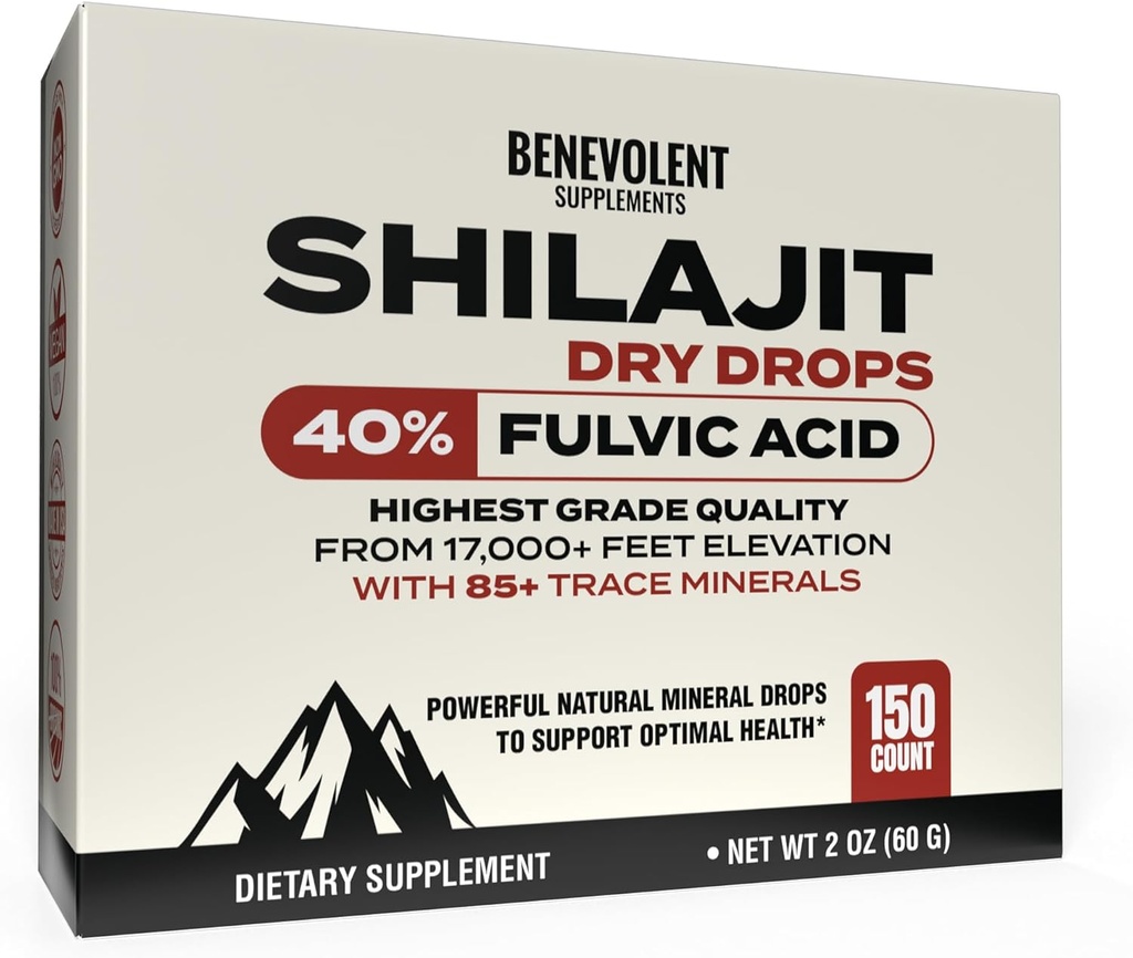 Premium Shilajit Kuru Drops - (150 Kont, 250 mg Her) Erkekler için% 40 Fulvic Acid & 85+ Trace Minerals for Energy, Metabolism & Immune Health - Non-GMO & Made in USA