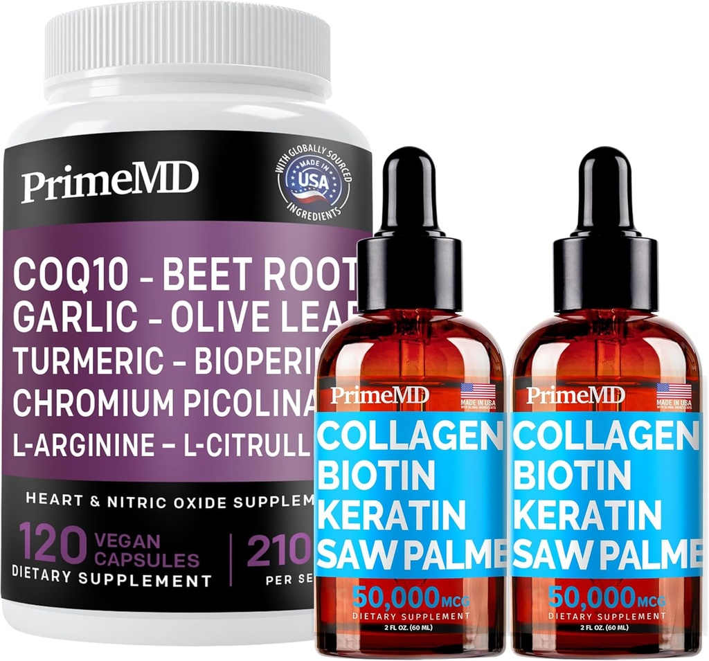 Sıvı Collagen Biotin (2pk) ve Nitrik Oksit (1pk) Tamam Sche - Saç, Skin, Nails, Heart, Circulatory ve Lipid Support - Non-GMO, Vegan, Gluten-Free