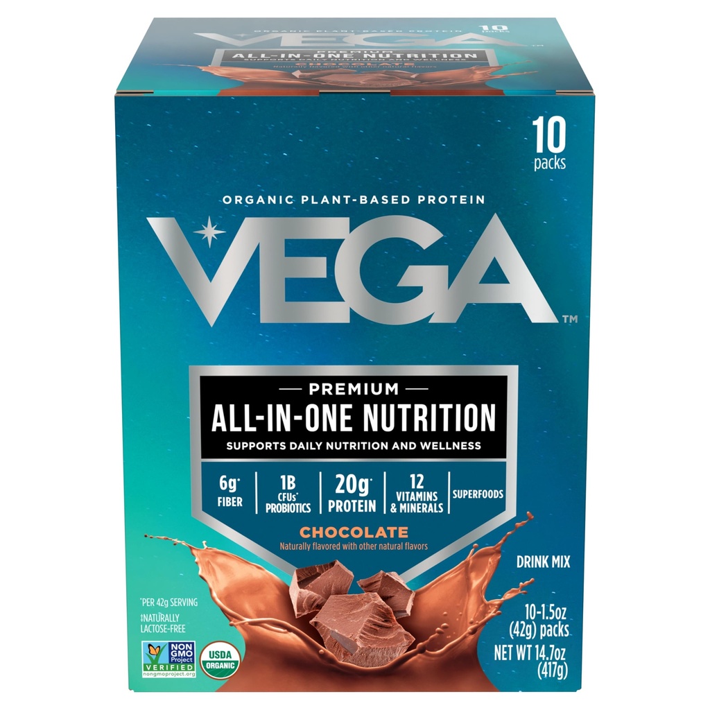 Vega Organik All-in-One Vegan Protein Tozu, Çikolata - Superfood Malzemeler, Immunity Support, Keto Friendly, Pea Protein for Women & Men, 14.7 oz (Pazar Mayıs Vary)