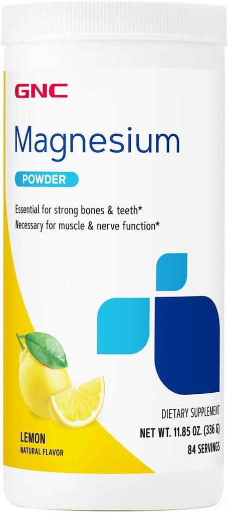 GNC Magnezyum Citrate and Carbonate Toz | Supports Heart, Muscle, Nerve, and Cell Function | Lemon Flavored | 84 Hizmet