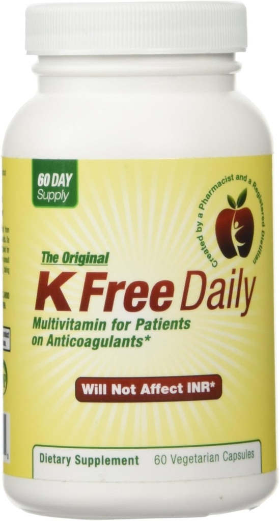 Multivitamin - No Vitamin K - Safe for People on Blood Thinners - 60 Capsules (2 Months Supply)