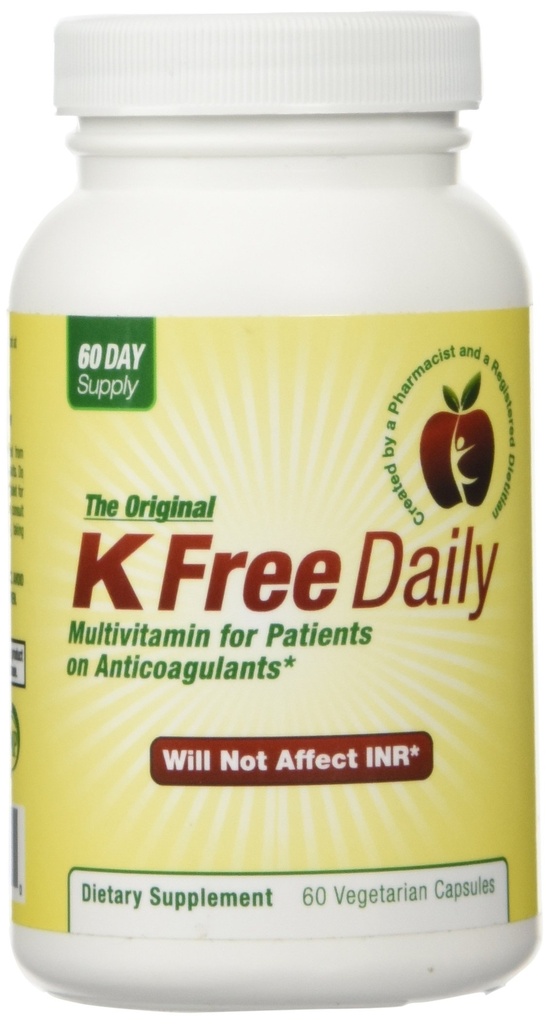 Multivitamin - No Vitamin K - Safe for People on Blood Thinners - 60 Capsules (2 Months Supply)