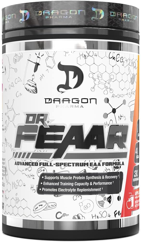 DRAGON PHARMA Dr. FEAAR® Advanced Full-Spectrum EAA Matrix, Supports Muscle Protein Synthesis and Recovery, Geliştirilmiş Kapasite Eğitimi ve Performansı (30 Hizmet, Apple Juice)