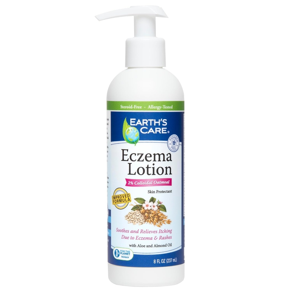 Dünya Bakım Eczema Lotion - Eczema için Doğal Lotion - Yetişkinler ve Çocuklar için Güvenli ve Mild Eczema Lotion - 8 Fl OZ (237 mL)