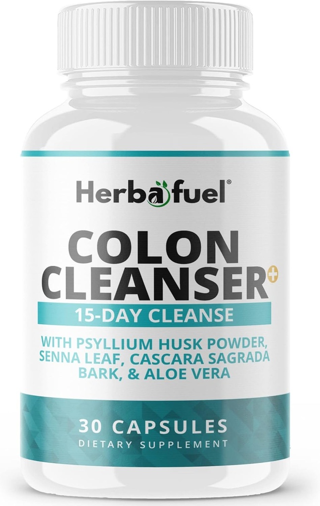 Cleanse Colon - Υποστηρίζει Detox, Gut Health, & Bloating Relief - Περιέχει βότανα, ίνες, & προβιοτικά - Σύνθετη φόρμουλα καθαρισμού με Psyllium Husk σκόνη, μη GMO, 30 κάψουλες