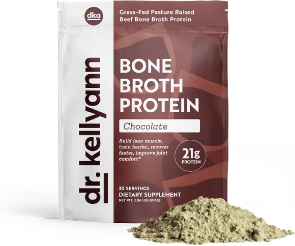 Dr. Kellyann Keto Bone Broth protein Toz Çikolatası - Protein 21g, 2g Net Carbs - Grass Fed Hydrolyzed Collagen - Sugar, Gluten ve Dairy Free, Paleo, Keto Protein Shakes (30 Hizmetler)