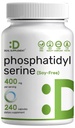 Phosphatidylserine Supplement, 400 mg Servis, 240 Capsules - Soy Free Sunflower Lecithin Source