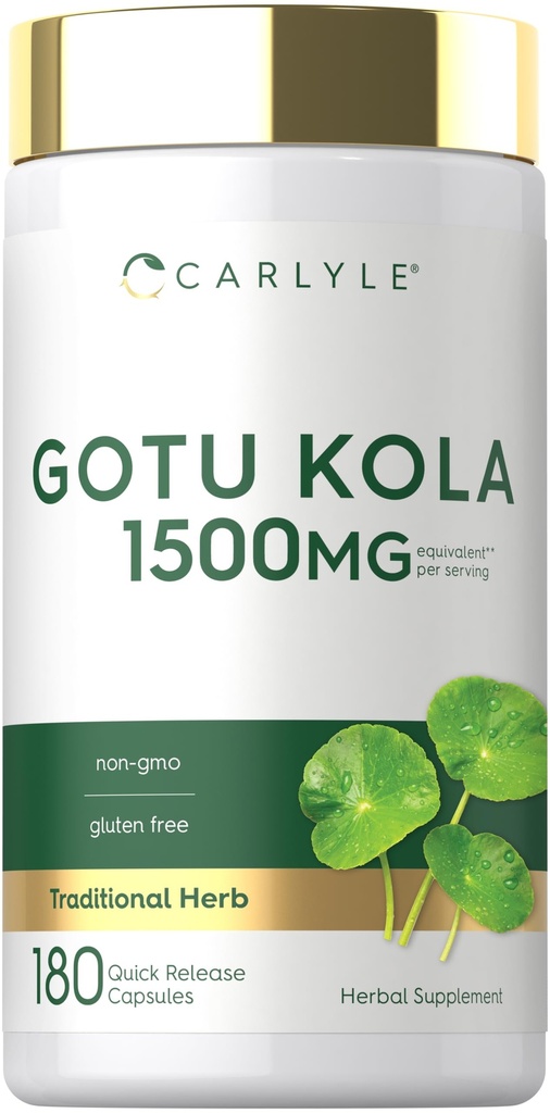 Carlyle Gotu Kola Supplement | 180 Capsules | Traditional Herbal Extract | Non-GMO & Gluten Free Formula