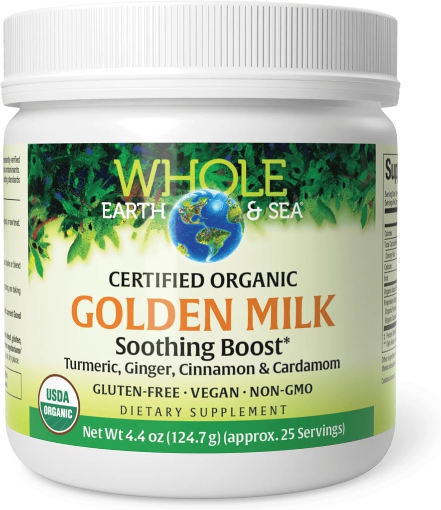 Tüm Dünya ve Deniz Doğal Faktörlerden, Altın Süt Turmeric, Ginger & More 4.4 oz Toz