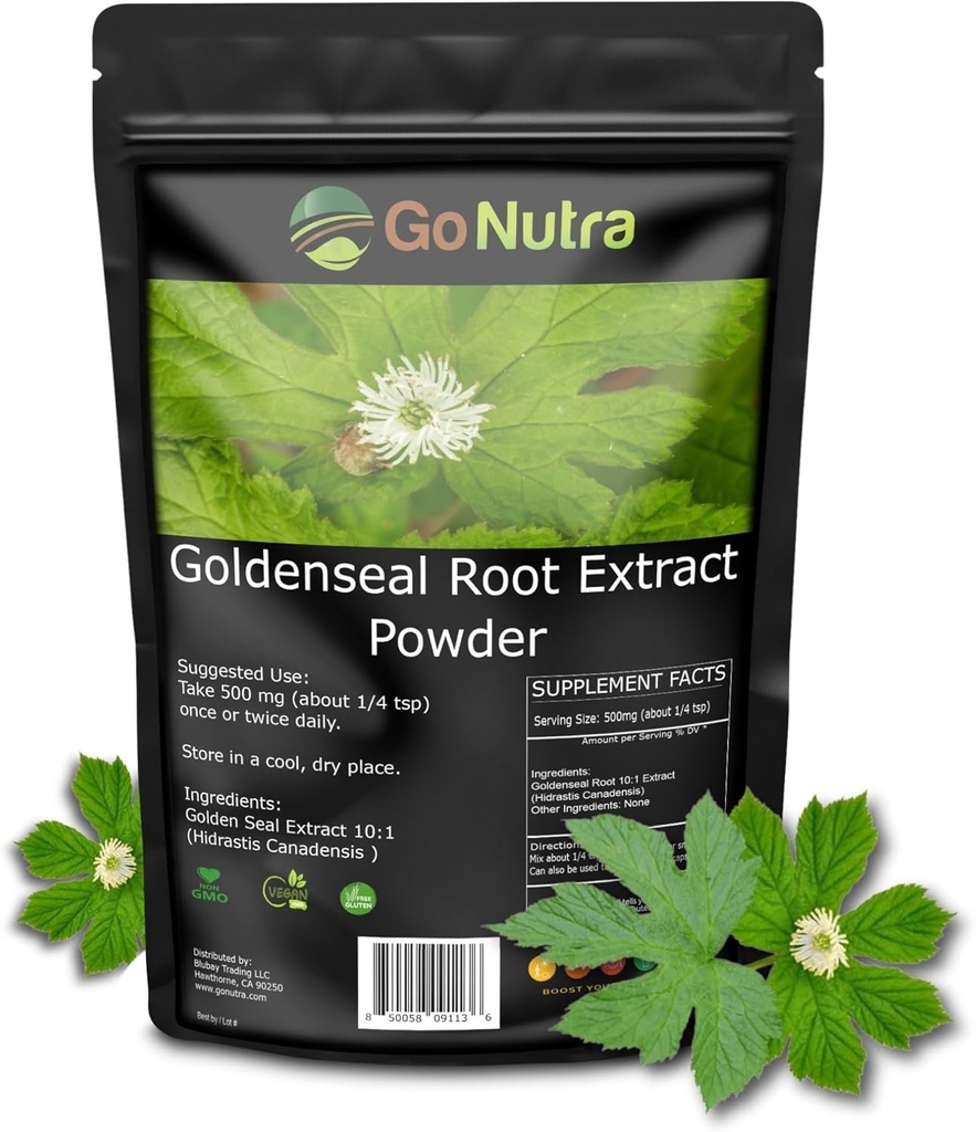 Go Nutra Goldenseal Root Extract Pure Goldenseal Toz Potent 10:1 Goldenseal Extract 4oz. Herbal Supplement Golden Root