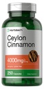Horbäach Ceylon Cinnamon Capsules 4000 mg | 250 Count | Non-GMO, Gluten Free