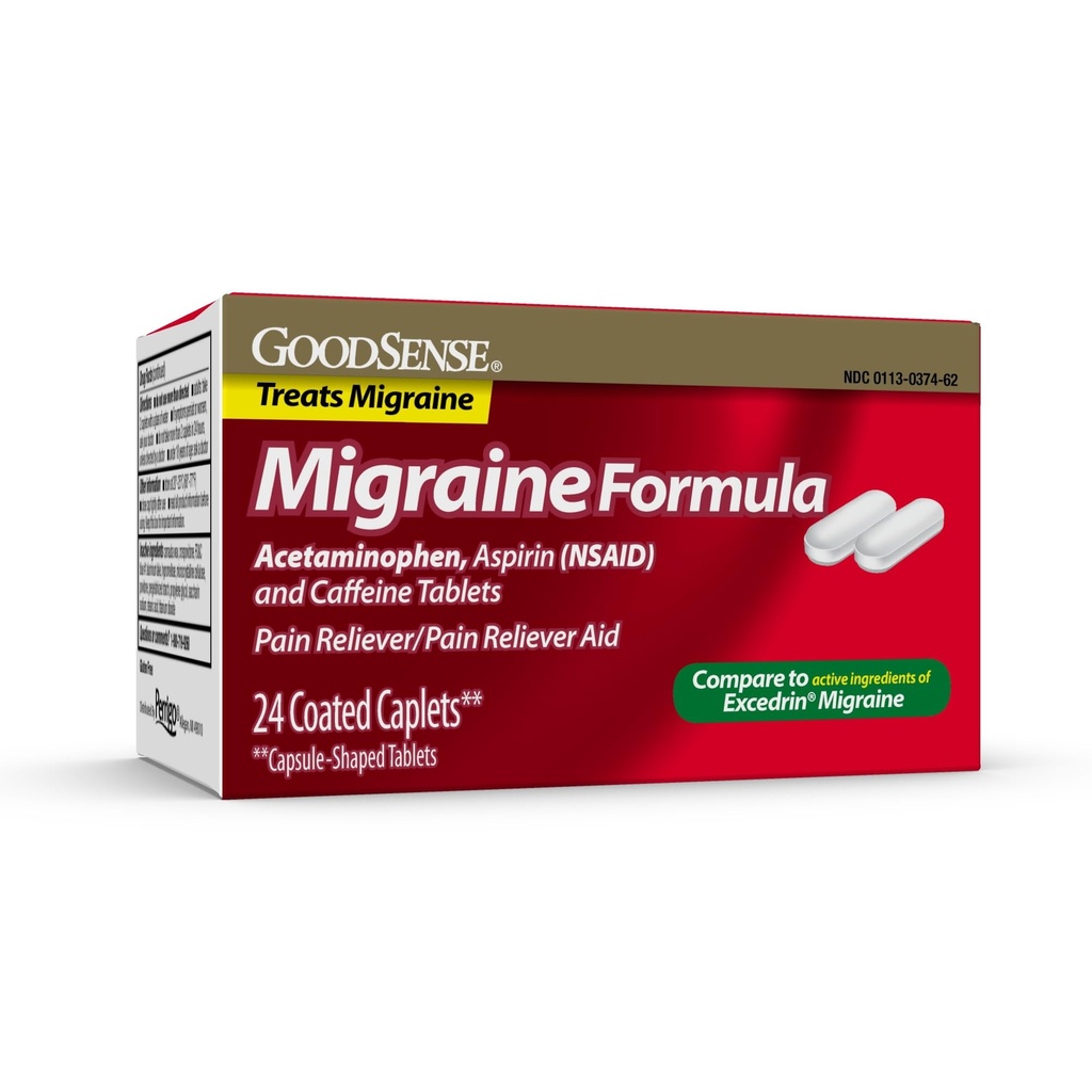 İyiSense Migraine Formula Caplets - Acetaminophen, aspirin (NSAID) & Caffeine - Migraine Pain Relief, 24 Kont