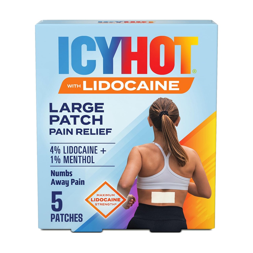 Icy Hot Max Strength Lidoka Pain Relief Patch (5 Count) Penetrates for Fast, Targeted Relief