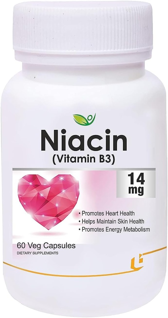 Nutraceuticals Niacin 14 mg Vitamin B3 Inositol 50 mg Supplement - 60 Veg Capsules