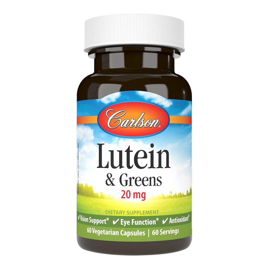Carlson - Lutein & Greens, 20 mg, Vision Support & Eye Function, Antioxidant, 60 κάψουλες χορτοφάγων