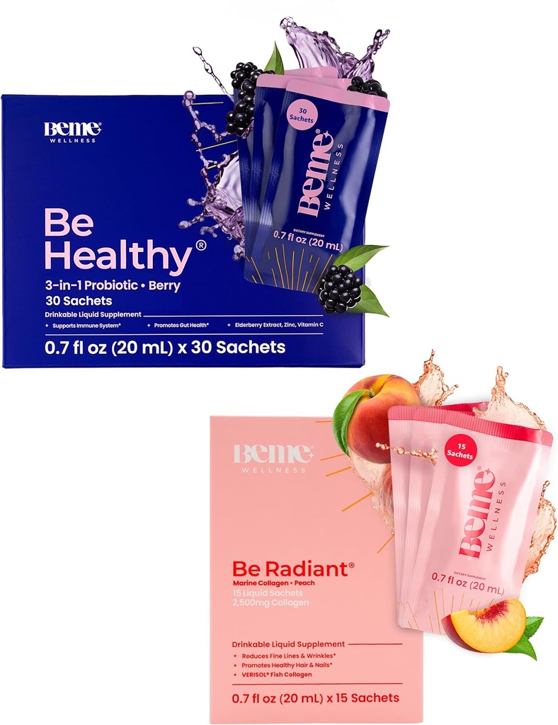BeMe BeHealthy & BeRadiant Peach Sche - Sıvı Probiyotikler & Liquid Collagen Drink Supplements