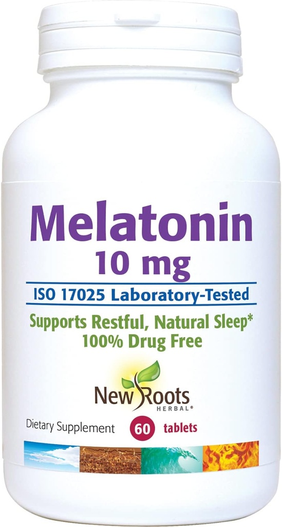 YENİ ROOTS HERBAL Sleep Supplement | Pure Melatonin 10 mg (60 Tablet - 3 Ay Supply), Habit Form, Natural Sleep Aid, Non-GMO