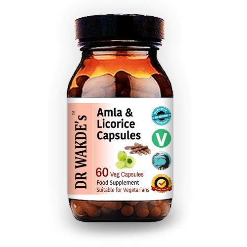DR WAKDE'nin Amla & Licorice Capsules (60 Veg Caps, for Acid Indigestion, Ayurvedic Supplement, Vegan, Herbal, All Natural, Made in UK)