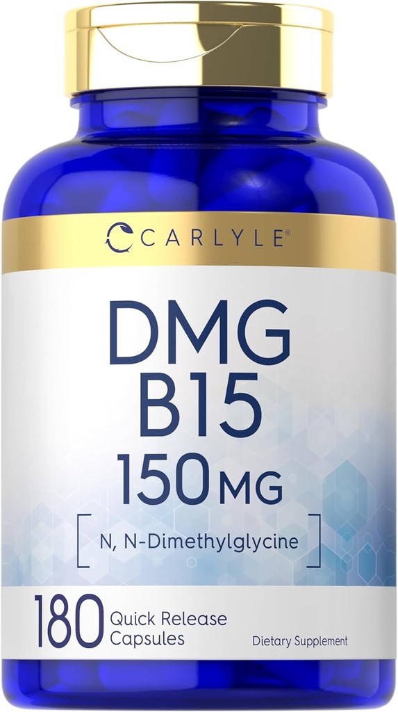 Carlyle DMG 150 mg | 180 Capsules | N-Dimetilglycine HCl | Non-GMO & Gluten Free