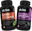 Aktif Charcoal & Candi Cleanse Support - Organik Coconut Charcoal Pills & Anti Overgrowth Pills for Stomach Gas and Bloating for Men Women Kids - Oral Herbal Oregano & Caprylic Acid Capsules
