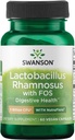 Swanson Lactobacillus Rhamnosus with FOS - Probiyotik Supplement Supports Digestive Health - 5 Milyar CFU - Seyahat sırasında GI Tract Health - (60 Veggie Caps)