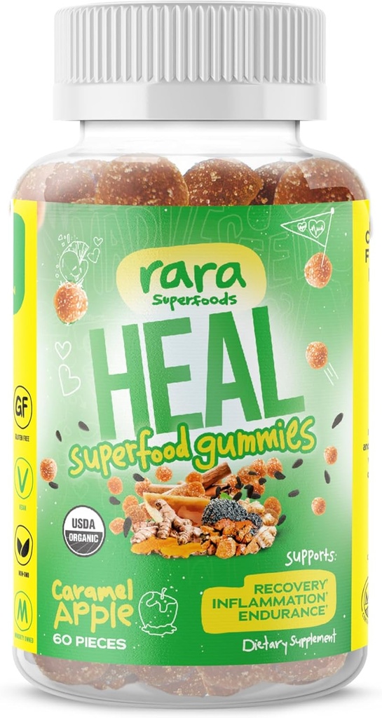 HEAL Mind & Body Recovery USDA sertifikalı Organik Gummies – Doğal Kurtarma Desteği, Vegan & Gluten-Free, Wild Ceylon Ginger & Chaga (60 Gummies, HEAL) ile bir araya getirildi.