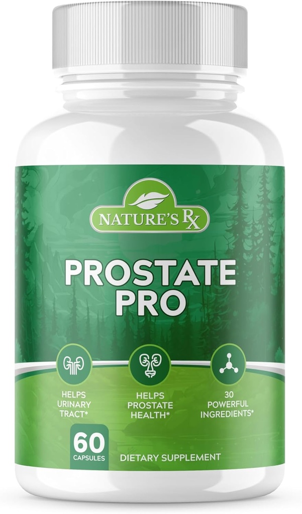 Nature's RX | #1 Dosed Prostate Support Supplement | Urinary Tract Health, Helps Prostate Function | Ultra Dosed Formula w / 30 Güçlü Malzemeler | 3rd Parti Test Edilmiş + ABD Made - 60 Capsules
