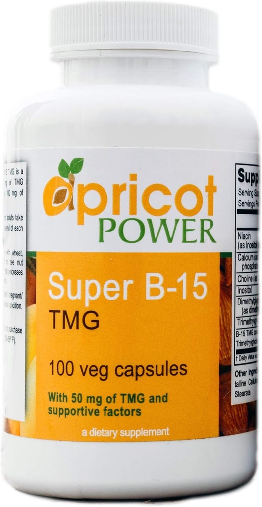 Apricot Power Super B-15 Toksik Pangamic asit - Sağlık Oksijen Seviyeleri ve Enerji - 100 Veg Caps