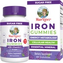 MaryRuth Organics Iron Gummies for 14+ with Vitamin C for Abpole | Sugar Free | Gummy Iron Supplement + VIT C | Enerji Metabolism | Hücre Sağlığı | Immune Support | Vegan | Non-GMO | 60 Kont