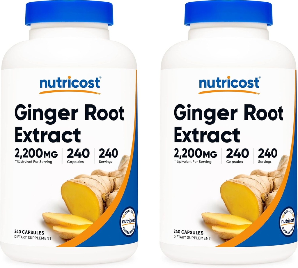 Nutricost εκχύλισμα ρίζας Ginger 550mg, 240 κάψουλες (2 φιάλες)