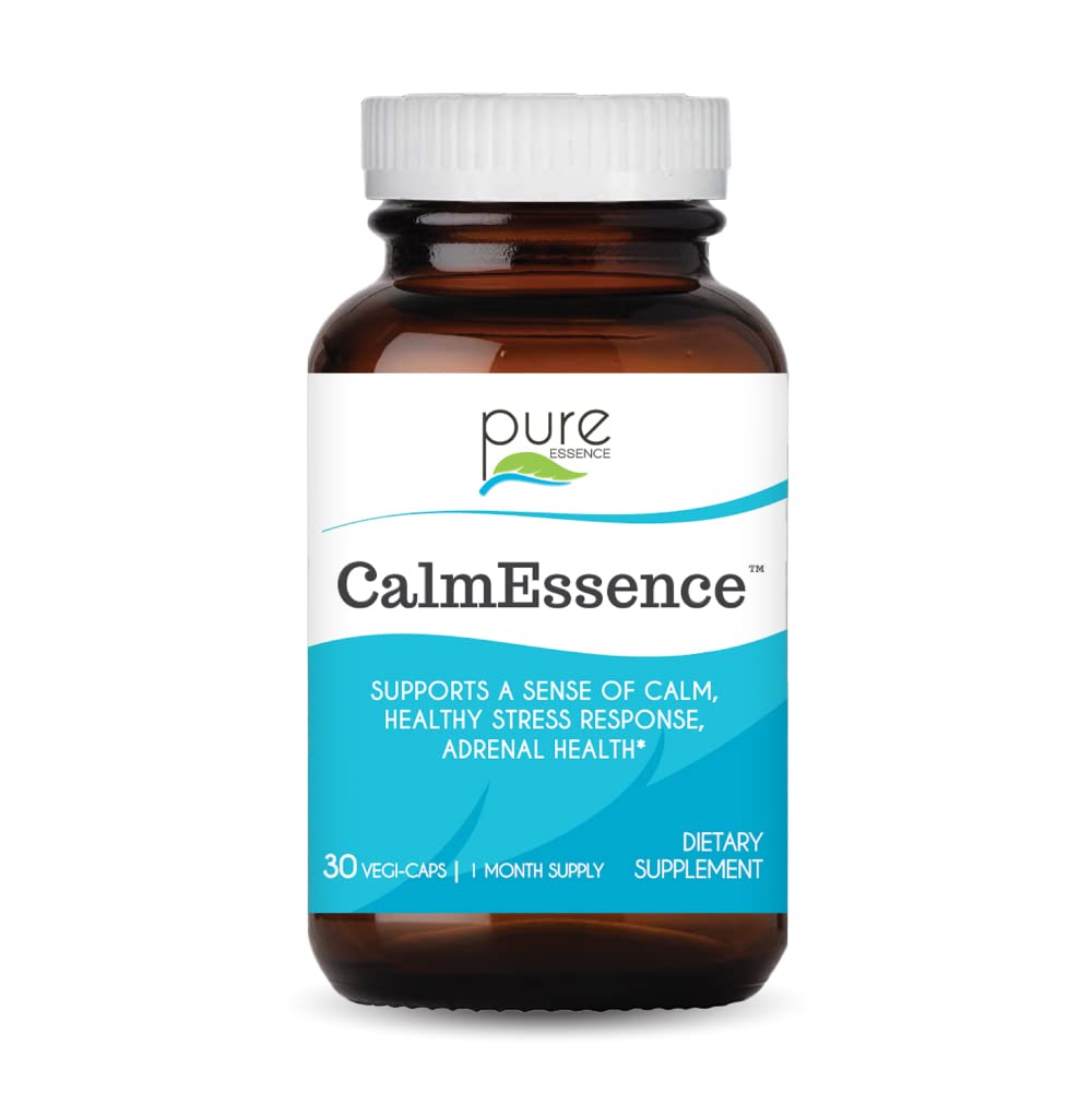 PURE ESSENCE LABS Calm Essence - Φυσική Βοήθεια για τον Ύπνο και το άγχος συμπλήρωμα για ενήλικες - Χαλαρωτικό άγχος ανακούφιση (30 κάψουλες)