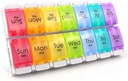 Easy Push Düğmesi ile Pill Organizer - Çok renkli Pill Box 7 Günlük AM/PM - İlaç Yönetimi için Uygun Günlük Pill Organizer