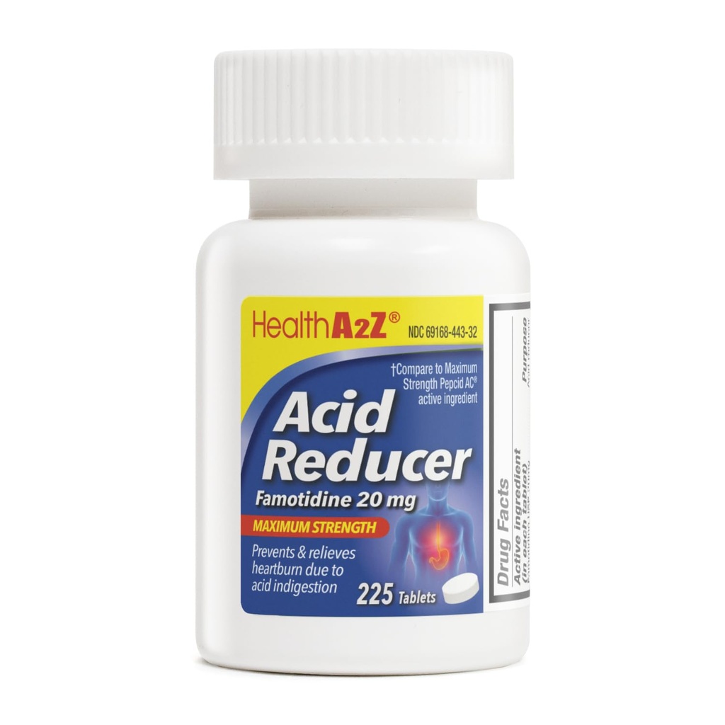 SağlıkA2Z® Asit Özellikleri | Famotidine 20 mg | En Güçlü | Kalp Burnundan Yardım Asit Indigestion (225 Tabletler ( 1)