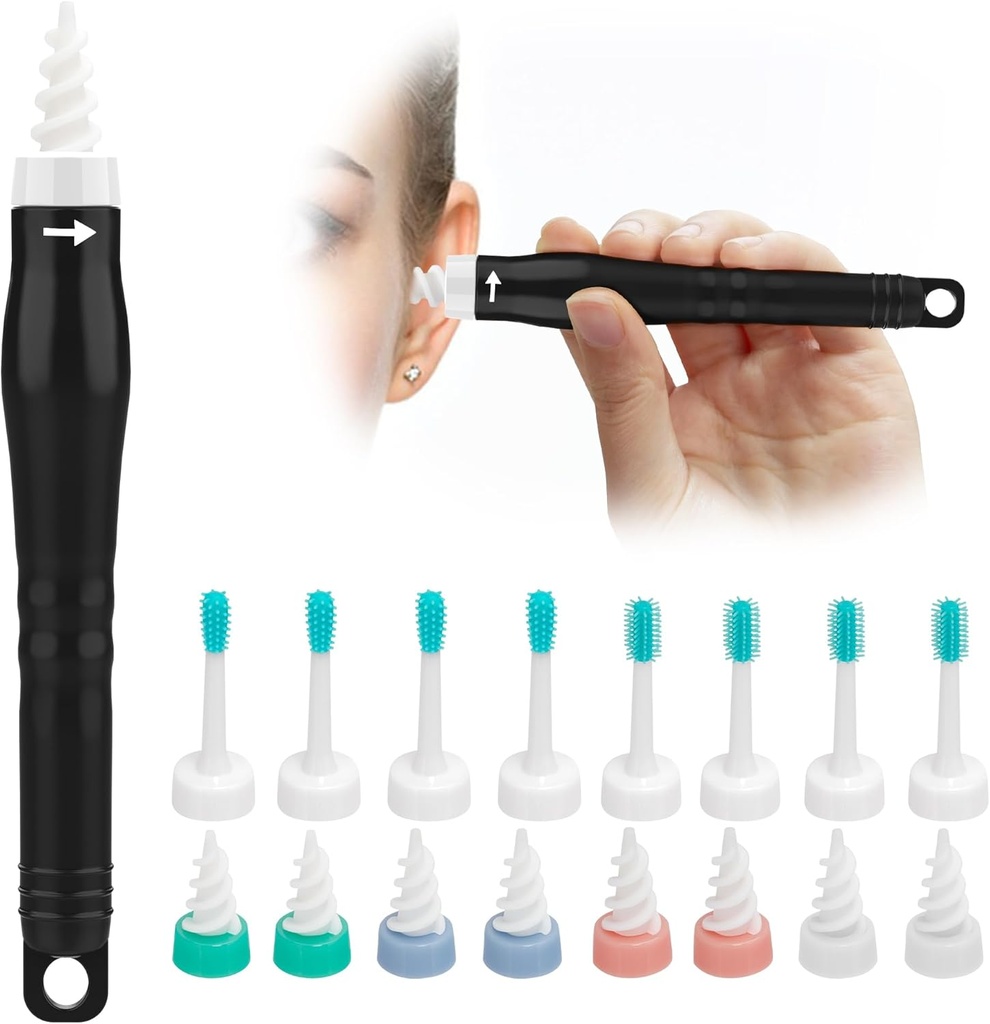Q bubbles Ear Wax Removal Tool 2025 Spiral Ear Wax Removal Kit Reusable and Washable Q-Grips Ear Wax Rer Soft Silikon Spiral Saç Formları Kesme Kitins 3 Type of Ear temizleyici Tools Kit