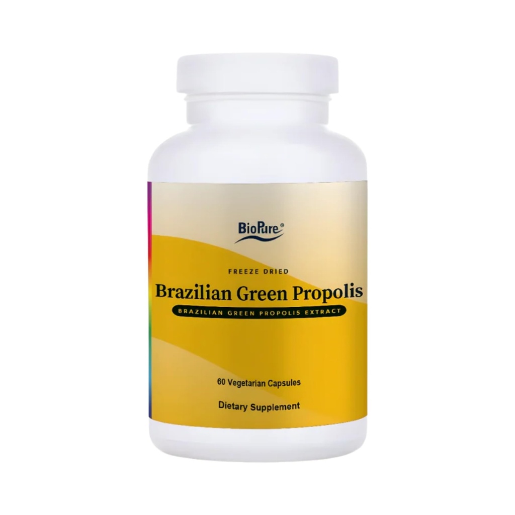 BioPure Βραζιλιάνικο Πράσινο Propolis Pure Propolis Extract – Φυσικό εκχύλισμα με Atrepillin-C ad Phenols για την υποστήριξη του αναπνευστικού, γαστρεντερικού και ανοσοποιητική λειτουργία – 60 κάψουλες