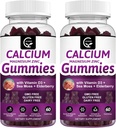 Ασβέστιο Μαγνήσιο Ψευδάργυρος Gummies με Υψηλή Απορρόφηση Μαγνήσιο Γλυκινικό Κάλιο - Σύμπλεγμα φυτών Μαγνήσιο 2:1 αναλογία, με D3 Θαλασσινό Μος για Οστά, Μύες, Ανοσοποιητικό & Υποστήριξη Ύπνου, Vegan-2 Συσκευασία