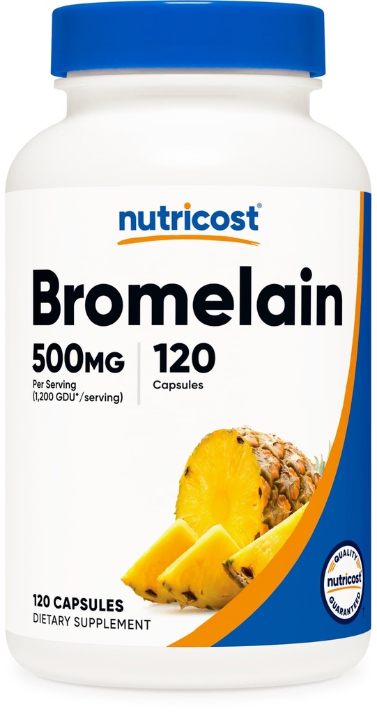 Nutricost Bromelain 500 mg, 120 Vegetarian Capsules - Bromelain (1200 GDU), Non-GMO, Gluten Free