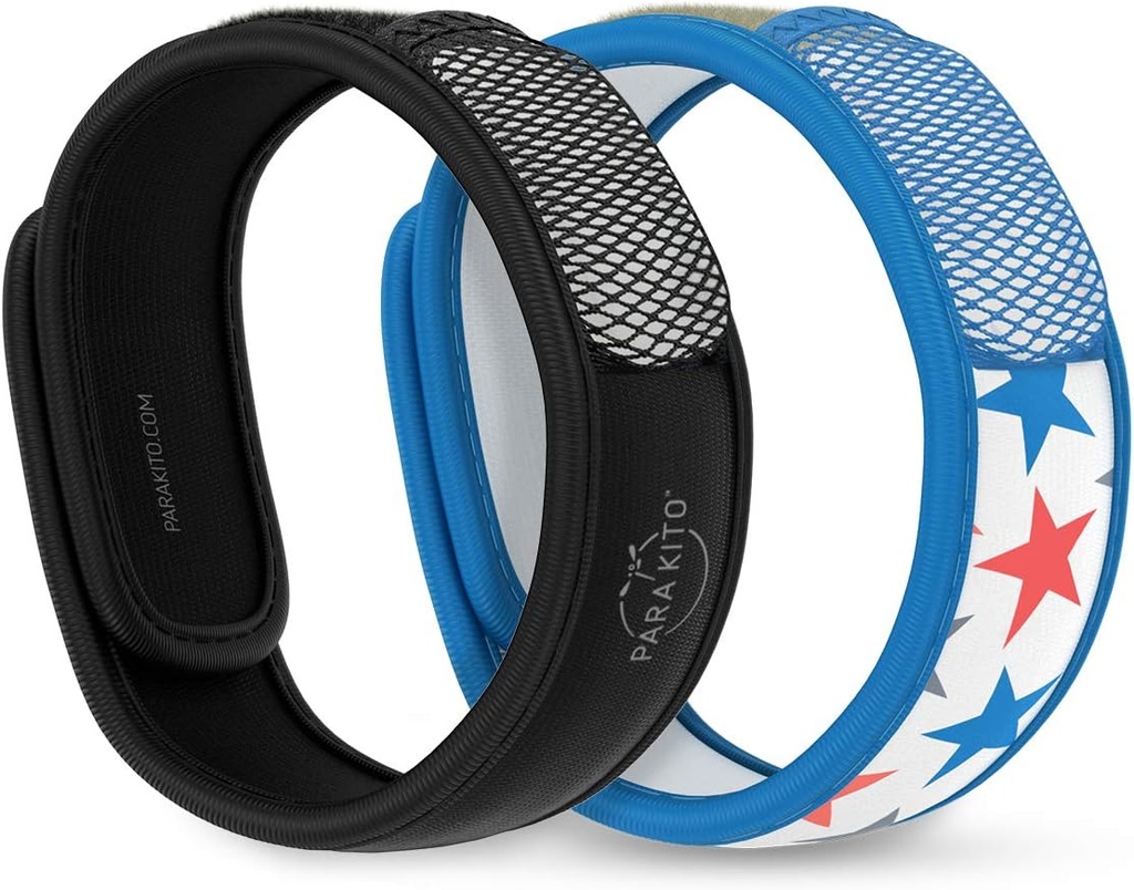 Teras'KITO Mosquito Repellent Shoess + Refill Pellets Sche, Mosquito Shoess, Peppermint Oil, DEET Free Mosquito Repeller, Hiking Aksesuarları, 2 Bilebands & 2 Refills (Black + Stars)